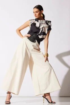 Kaze Cotton Asymmetric Funnel Neck Top