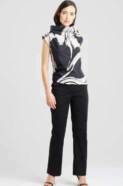 Kaze Cotton Asymmetric Funnel Neck Top