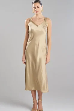 Key Backless Silk Slip Dress