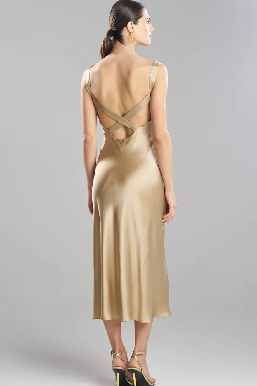 Key Backless Silk Slip Dress