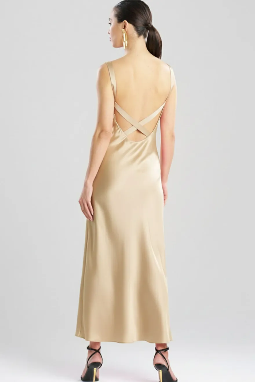 Key Backless Silk Slip Dress