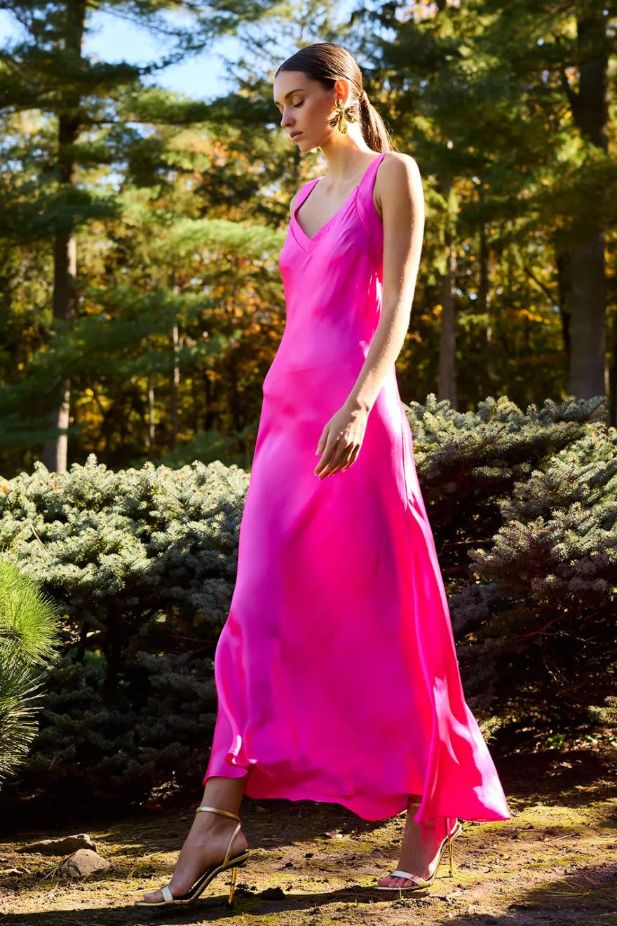 Key Backless Silk Slip Dress