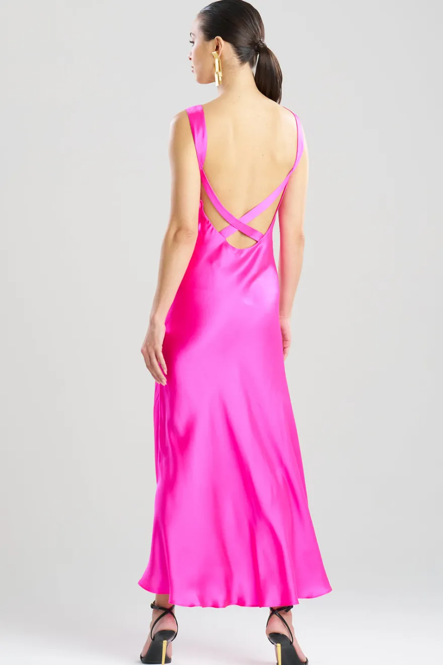 Key Backless Silk Slip Dress