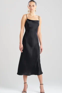 Key Cowl Neck Silk Slip Dress