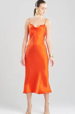 Key Cowl Neck Silk Slip Dress