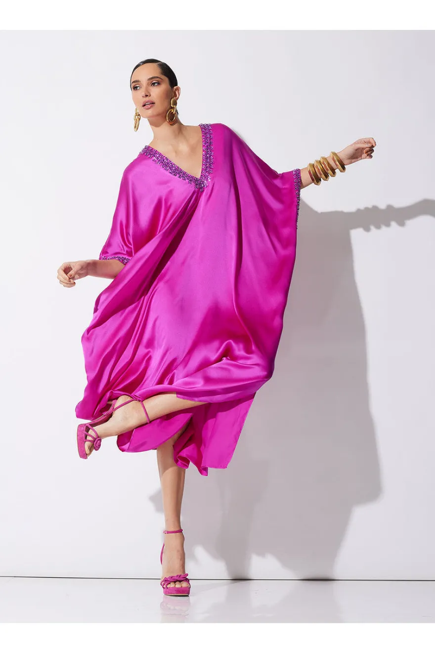 Key Essentials Embellished Cocoon Silk Caftan