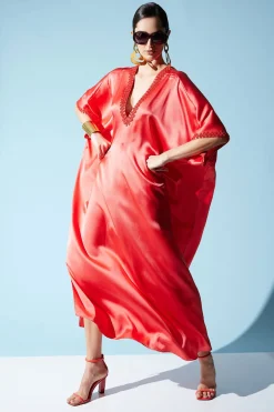 Key Essentials Embellished Cocoon Silk Caftan