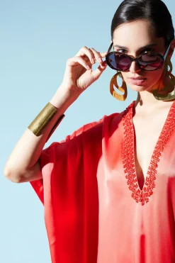 Key Essentials Embellished Cocoon Silk Caftan