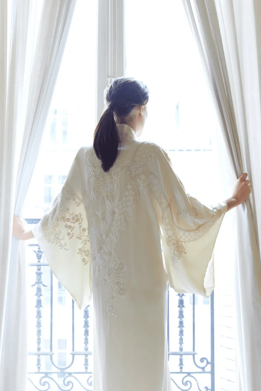 Key Essentials Embroidered Silk Robe
