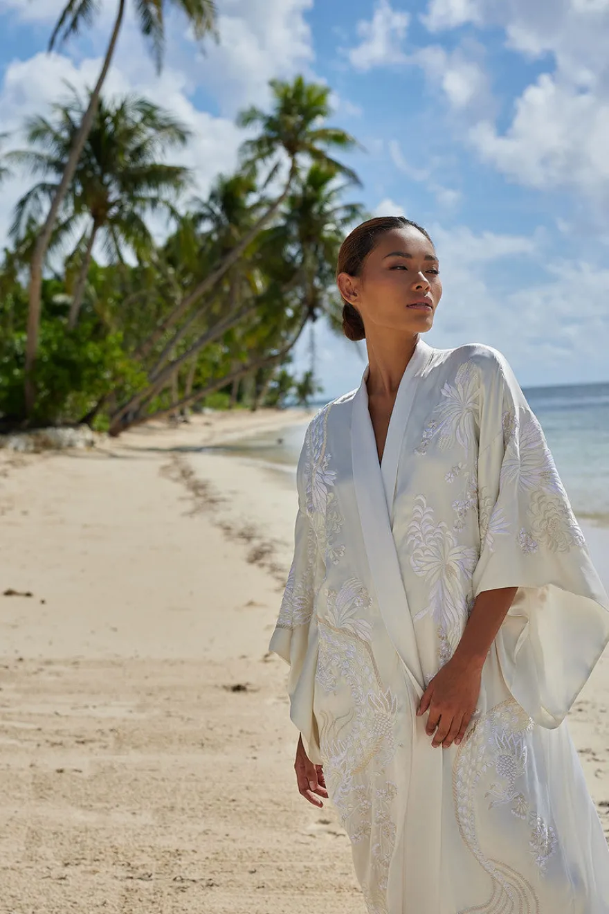 Key Essentials Embroidered Silk Robe