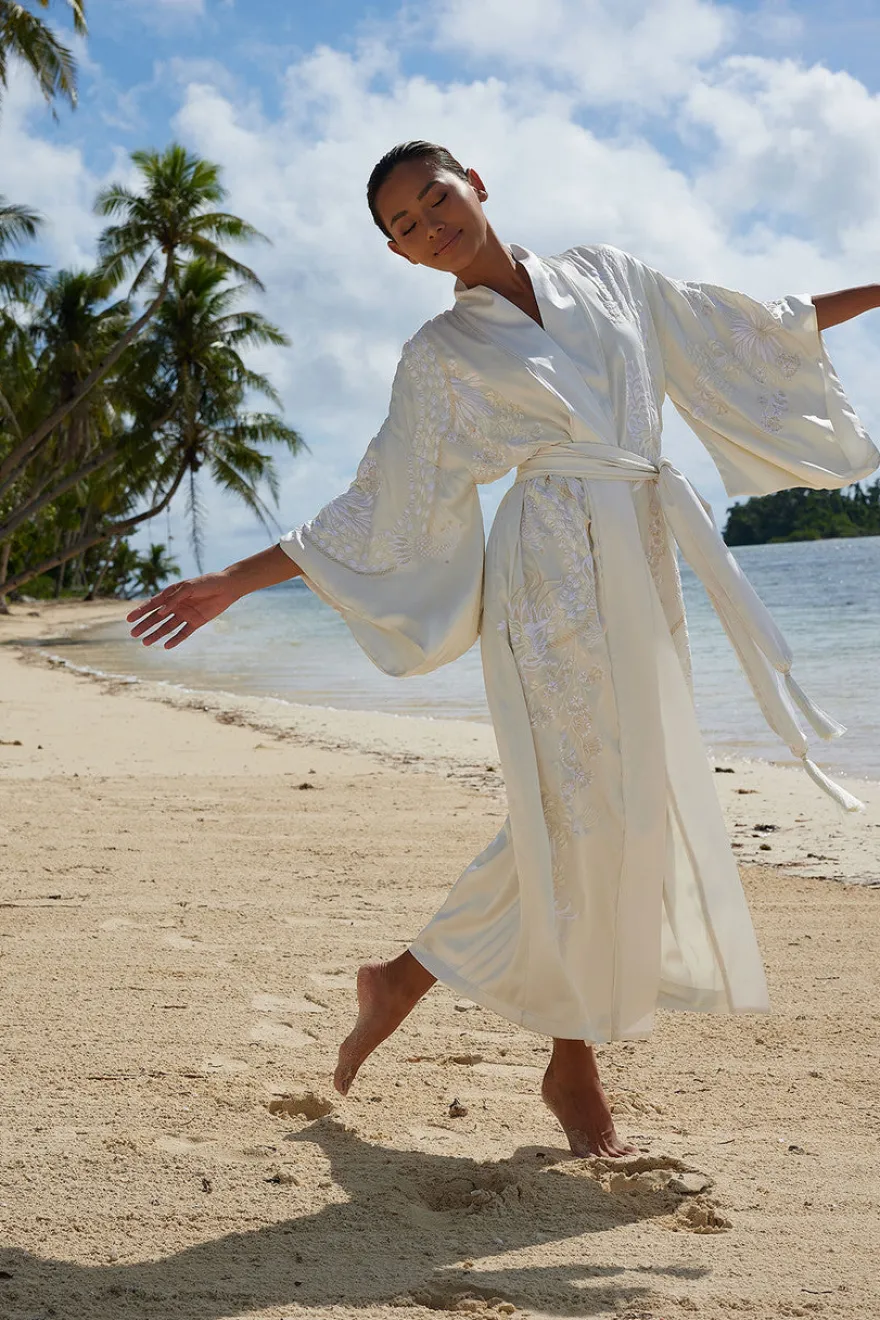 Key Essentials Embroidered Silk Robe