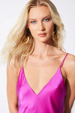 Key Essentials Sheath Flounce Silk Slip Dress