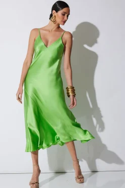 Key Essentials Sheath Flounce Silk Slip Dress
