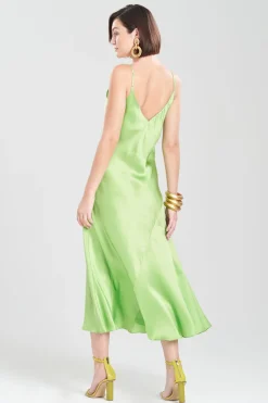 Key Essentials Sheath Flounce Silk Slip Dress