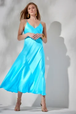Key Essentials Sheath Flounce Silk Slip Dress