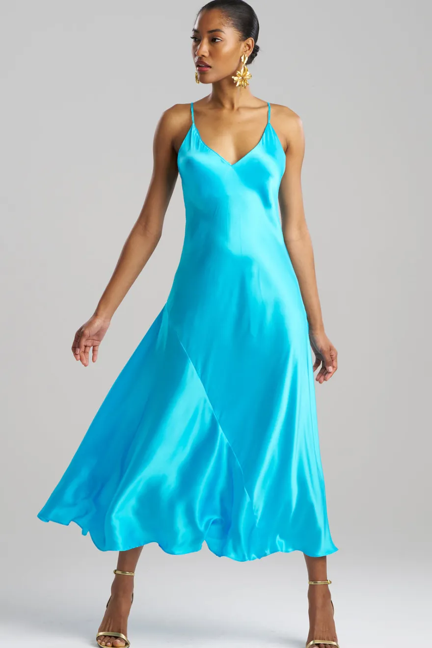 Key Essentials Sheath Flounce Silk Slip Dress