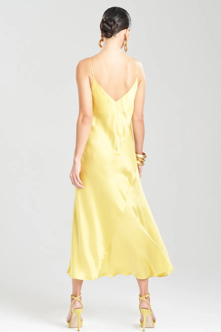 Key Essentials Sheath Flounce Silk Slip Dress
