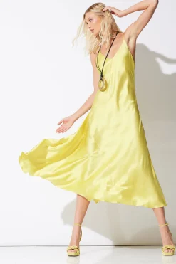 Key Essentials Sheath Flounce Silk Slip Dress