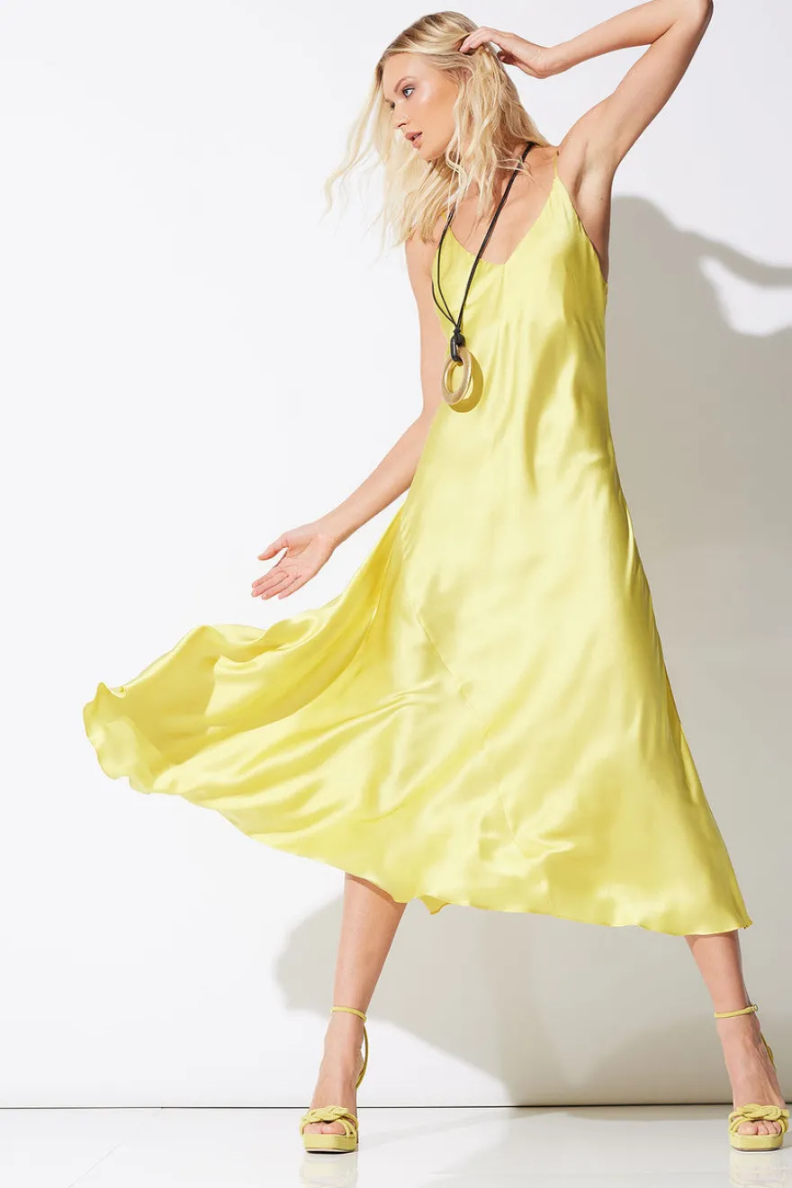 Key Essentials Sheath Flounce Silk Slip Dress