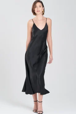 Key Essentials Sheath Flounce Silk Slip Dress