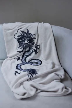 Kham Embroidered Dragon Throw Blanket