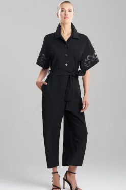 Knit Crepe Embellished Jumpsuit