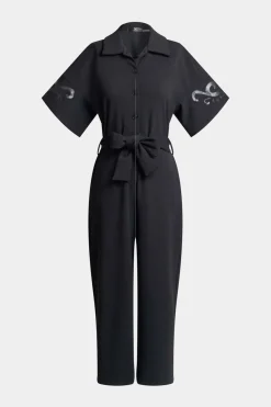 Knit Crepe Embellished Jumpsuit