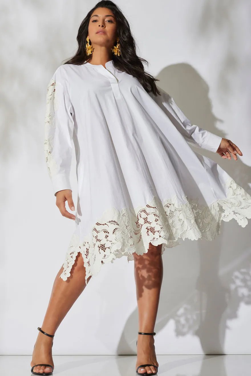 Kumo Embroidery Applique Oversized Shirtdress