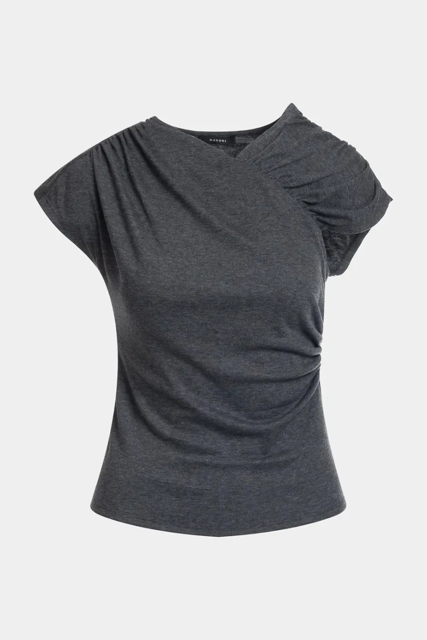 Layering Jersey Rouched Cap Sleeve Top