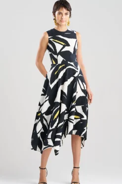 Leaf Matelassé Cotton Origami Maxi Dress