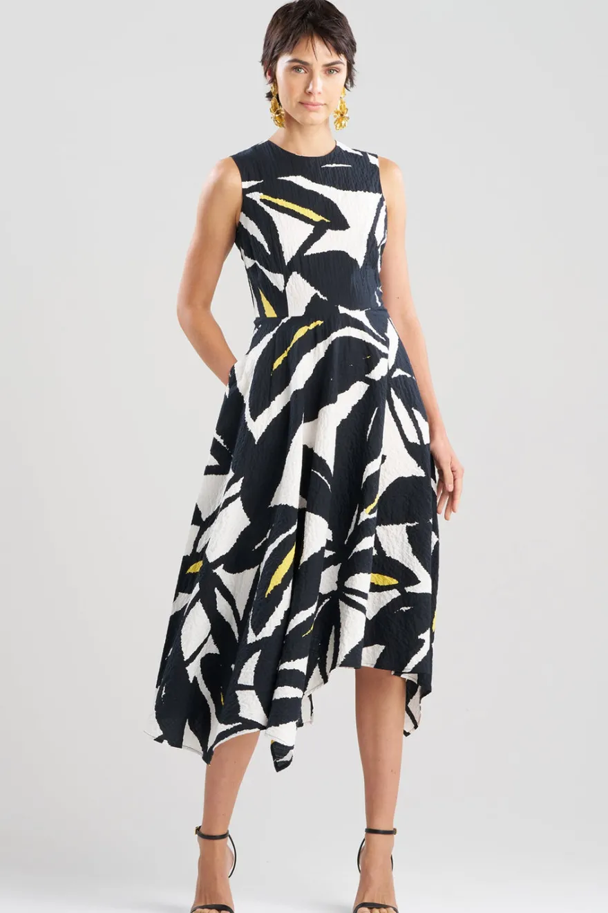 Leaf Matelassé Cotton Origami Maxi Dress