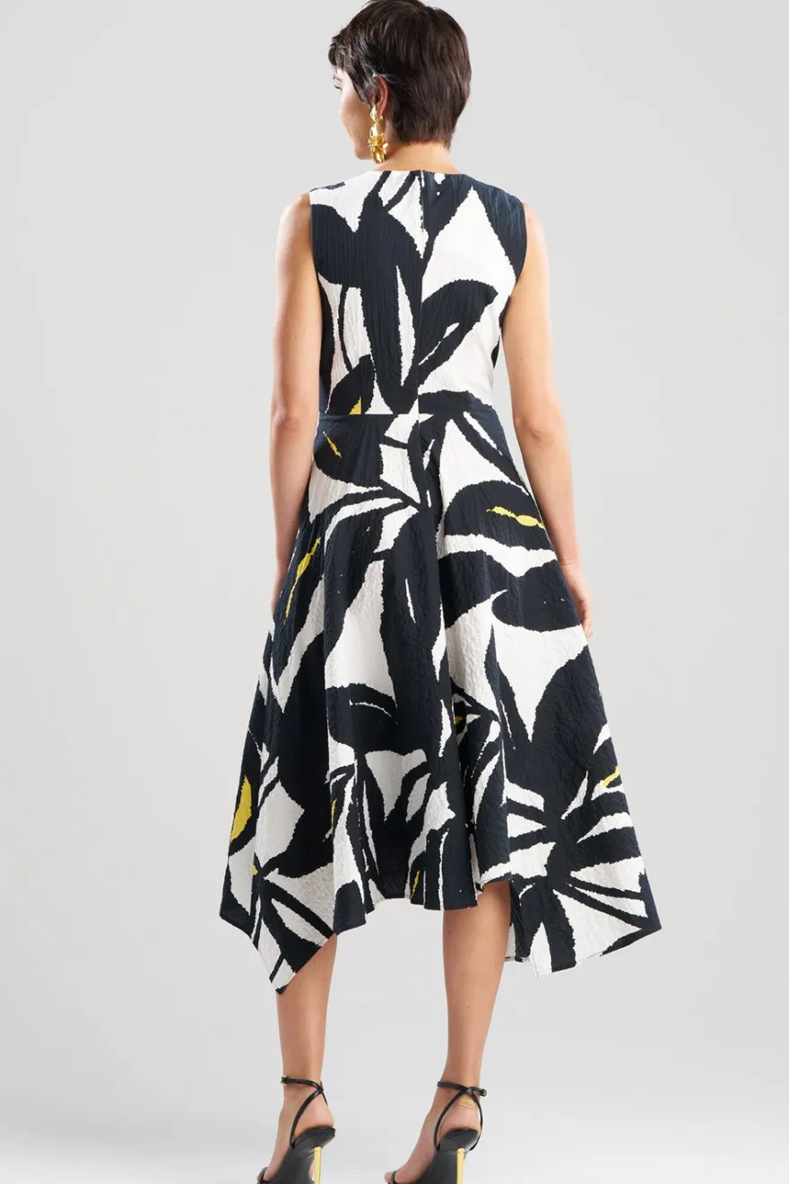 Leaf Matelassé Cotton Origami Maxi Dress