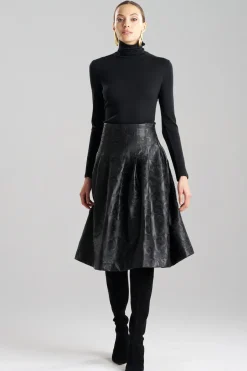 Leticia Embroidered Faux Leather Skirt