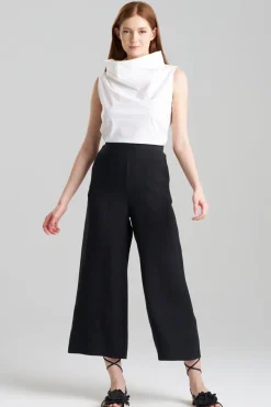 Light Weight Linen Cropped Wide Leg Pants