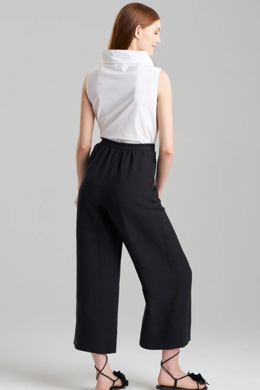 Light Weight Linen Cropped Wide Leg Pants
