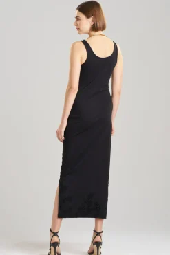 Light Weight Ponte Embroidered Maxi Dress
