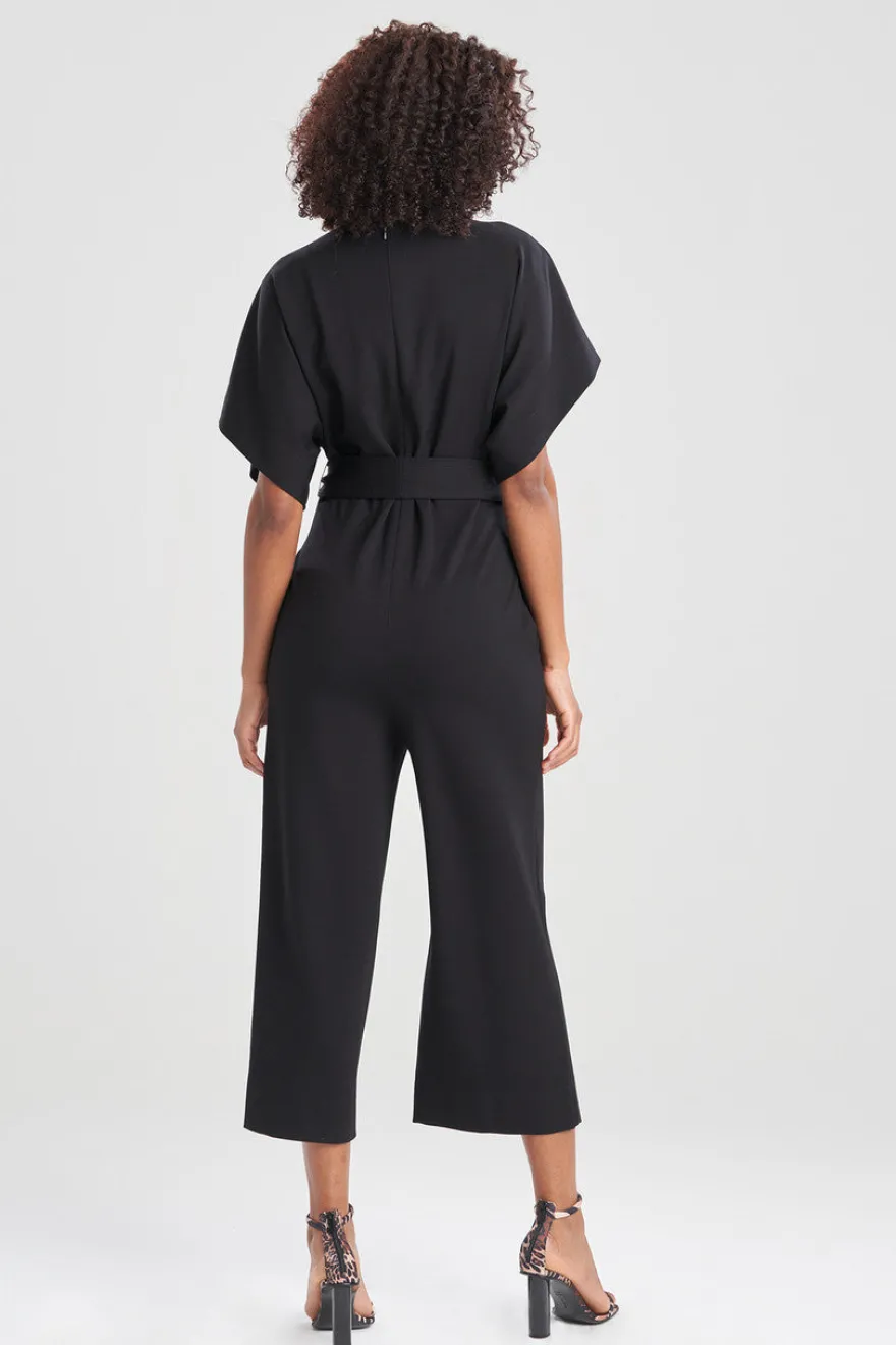 Light Weight Ponte Kimono V-Neck Jumpsuit