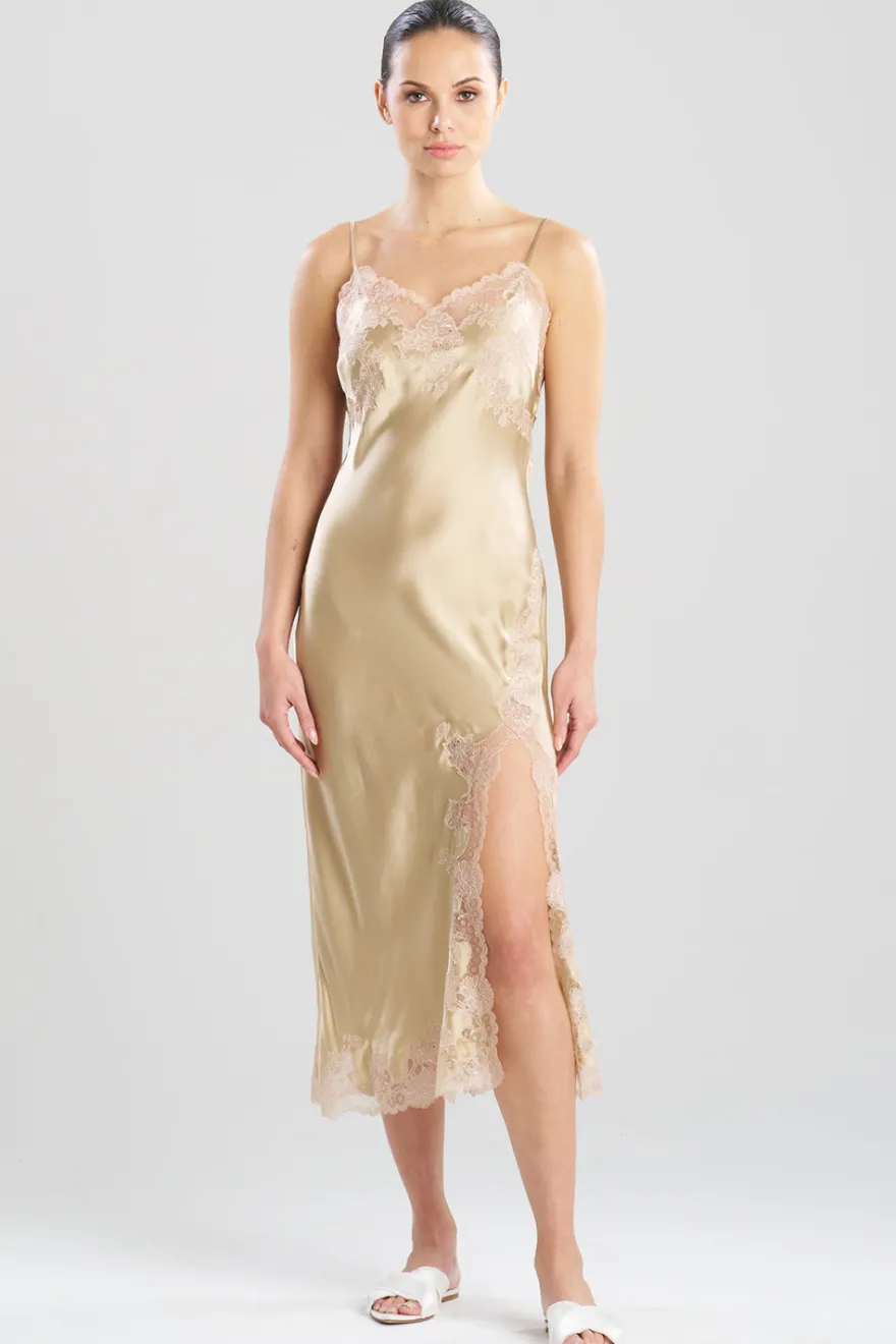 Lolita Lace Slit Silk Slip Dress