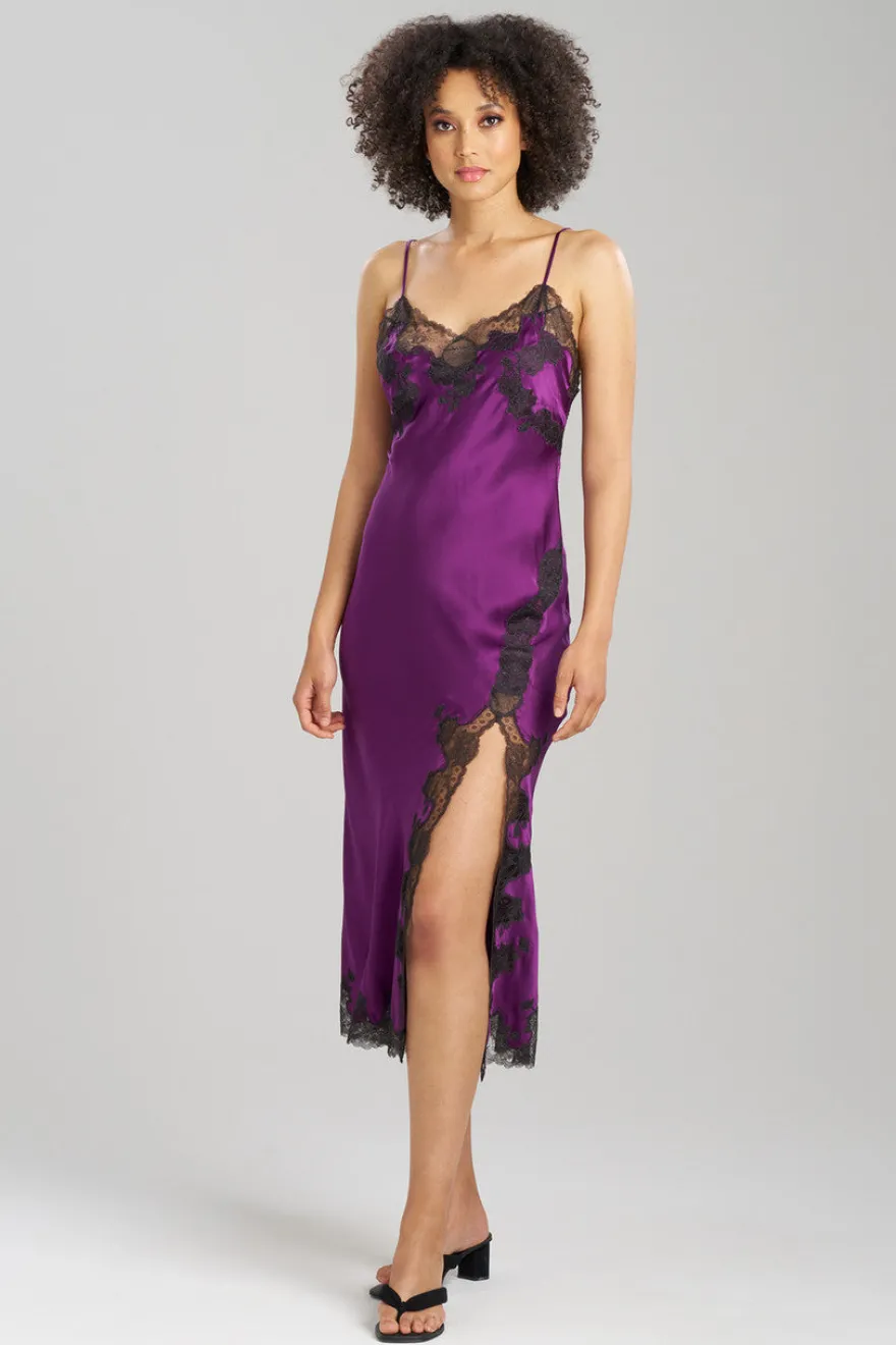 Lolita Lace Slit Silk Slip Dress