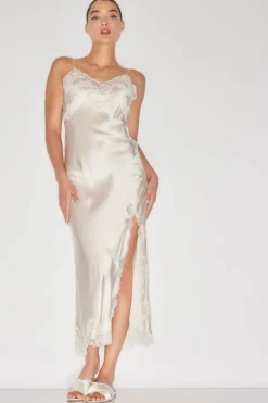 Lolita Lace Slit Silk Slip Dress
