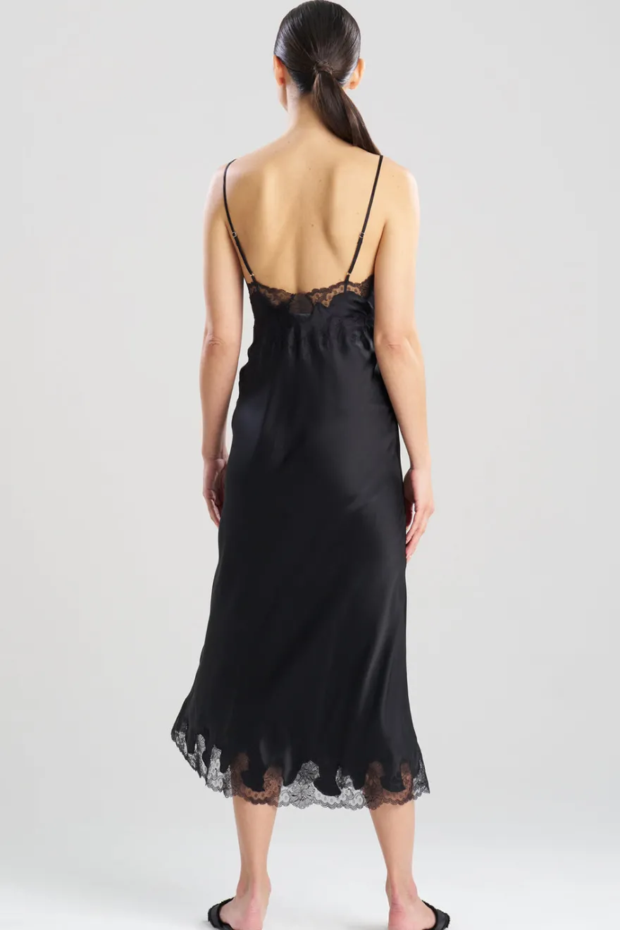 Lolita Lace Slit Silk Slip Dress
