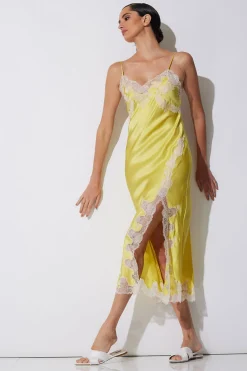 Lolita Lace Slit Silk Slip Dress