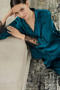 Lolita Lace Trim Silk Notch PJ