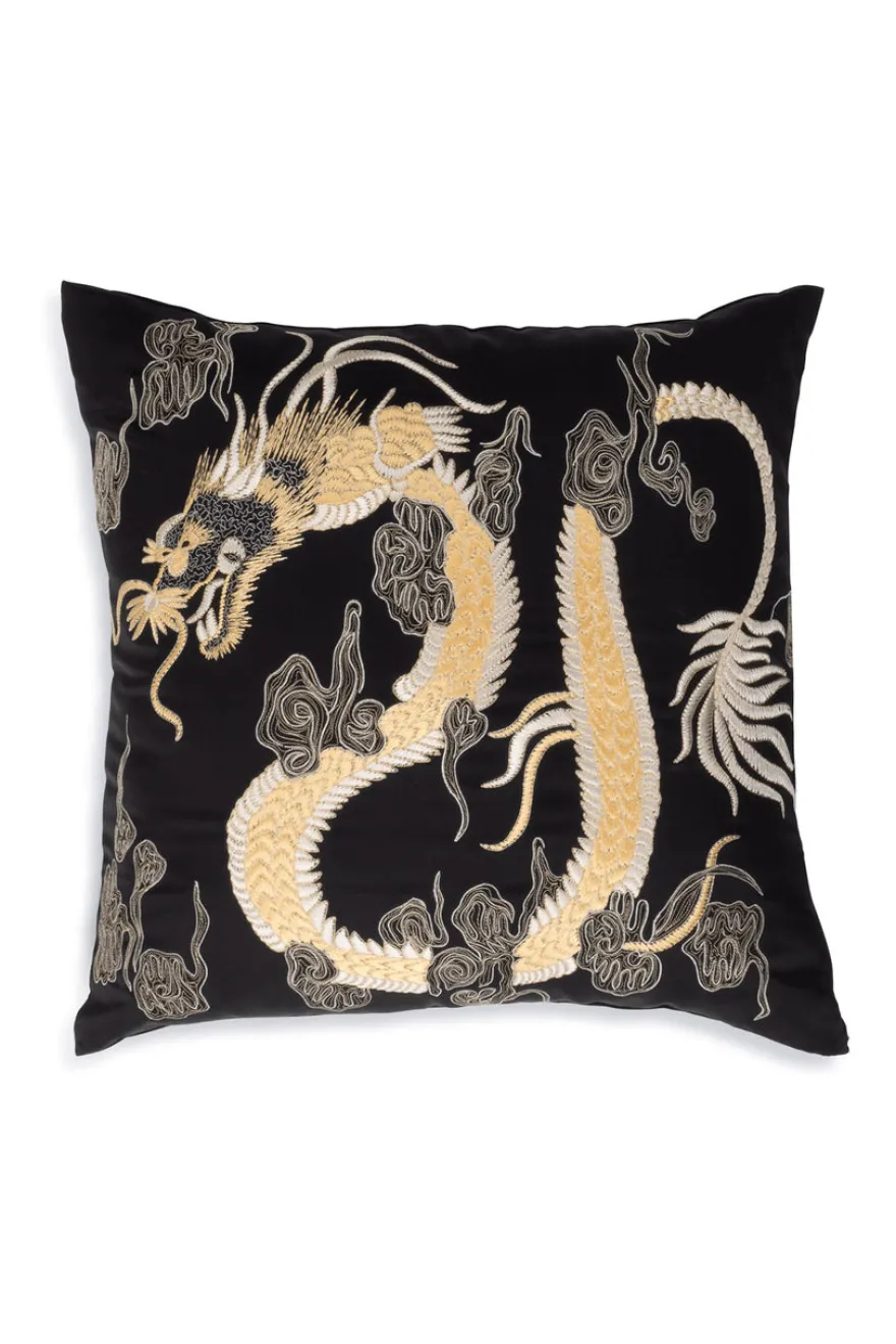 Luxe Charm Dragon Embroidered Pillow