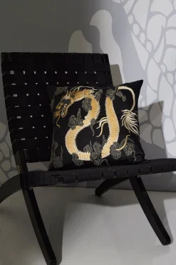 Luxe Charm Dragon Embroidered Pillow