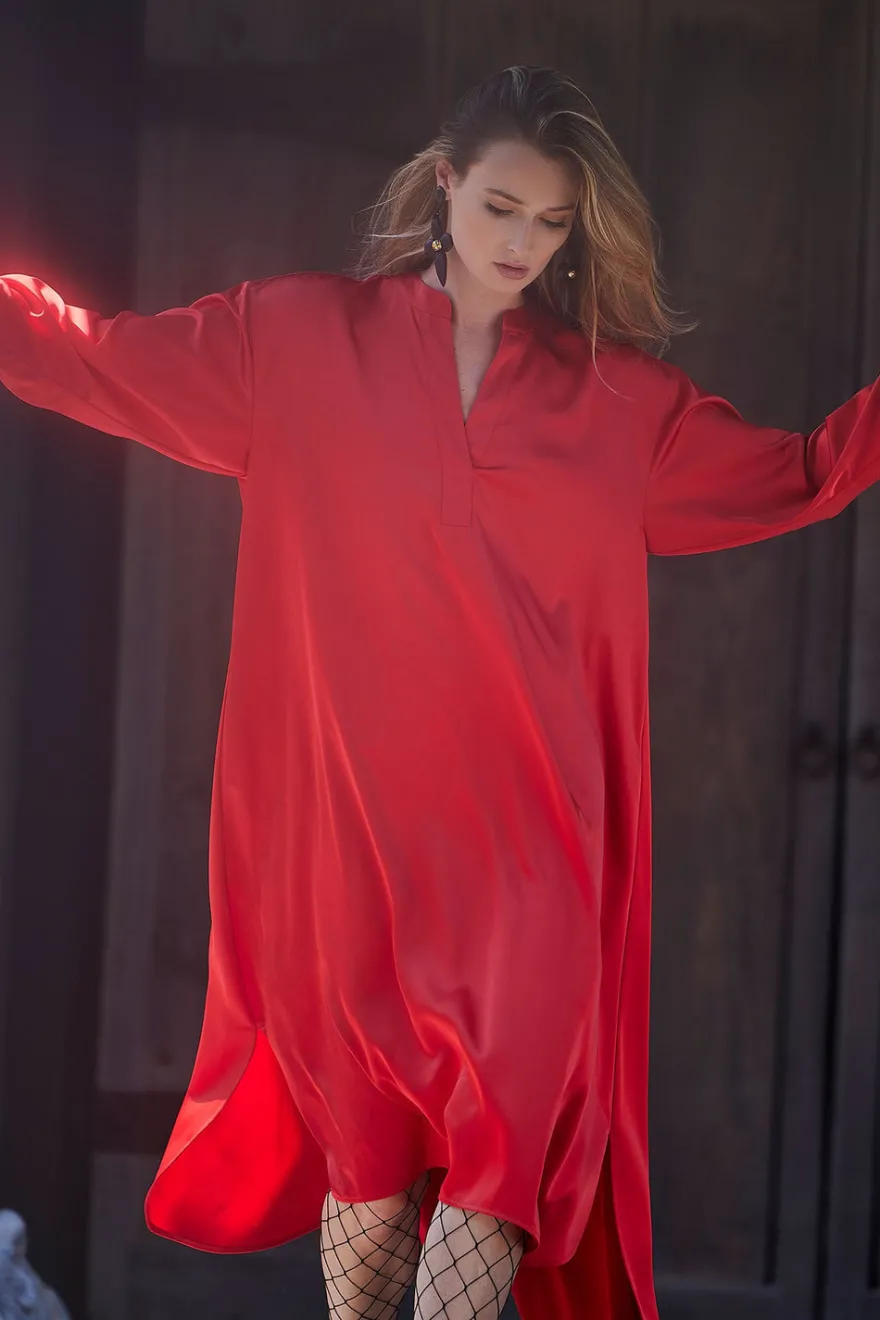 Luxe Charmeuse Oversized Shirtdress