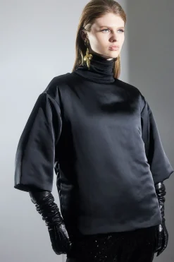 Luxe Charmeuse Puffer T-Shirt Top
