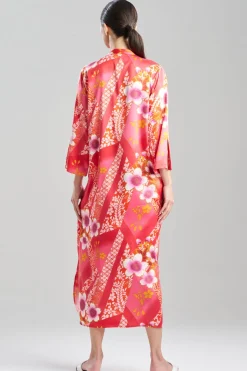 Magnolia Printed Satin Mandarin Caftan
