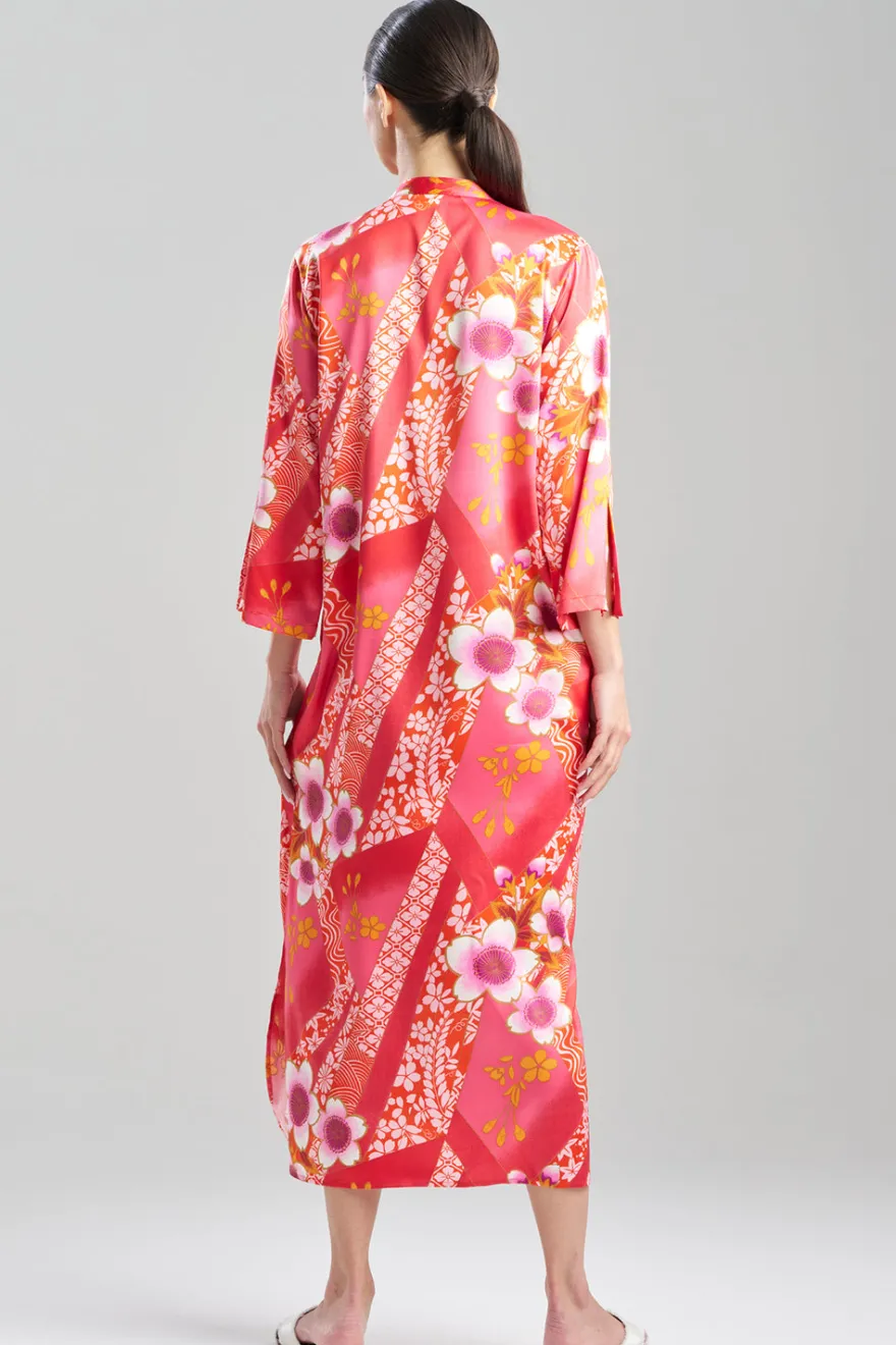 Magnolia Printed Satin Mandarin Caftan