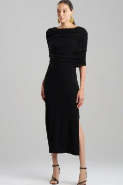 Matte Jersey Rouched Shoulder Dress